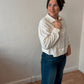 Cream Button-Front Henley Sweatshirt