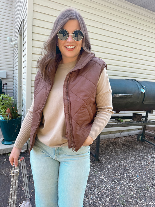 Chocolate Quilted Puffer Vest