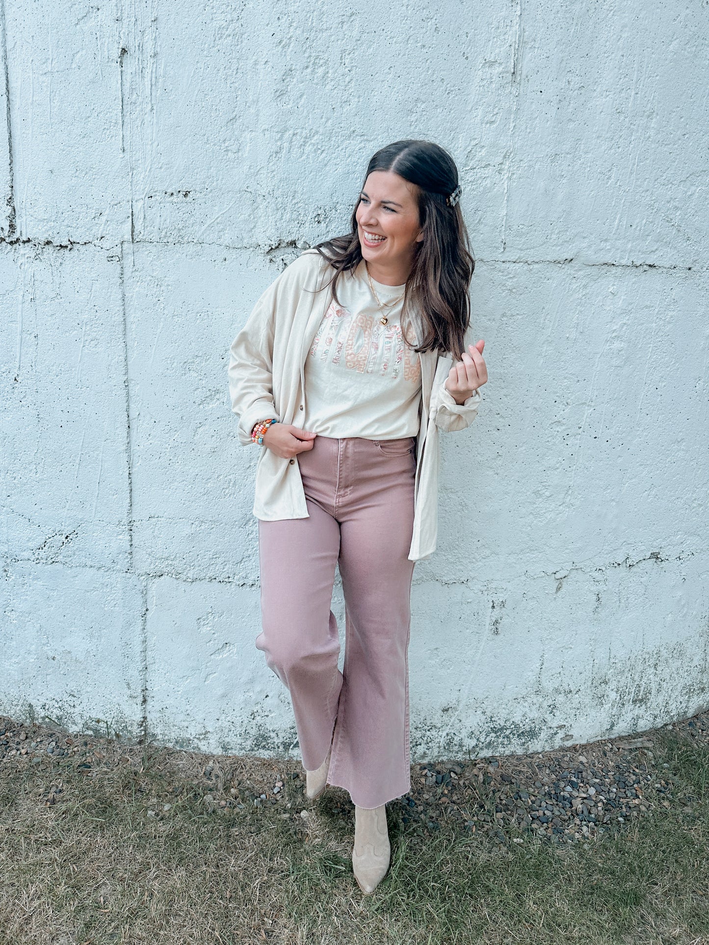 The Annie Wide Leg Jeans -  Dried Rose