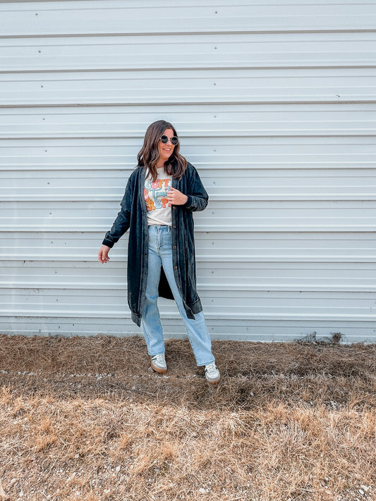 Vintage Black Duster Shacket