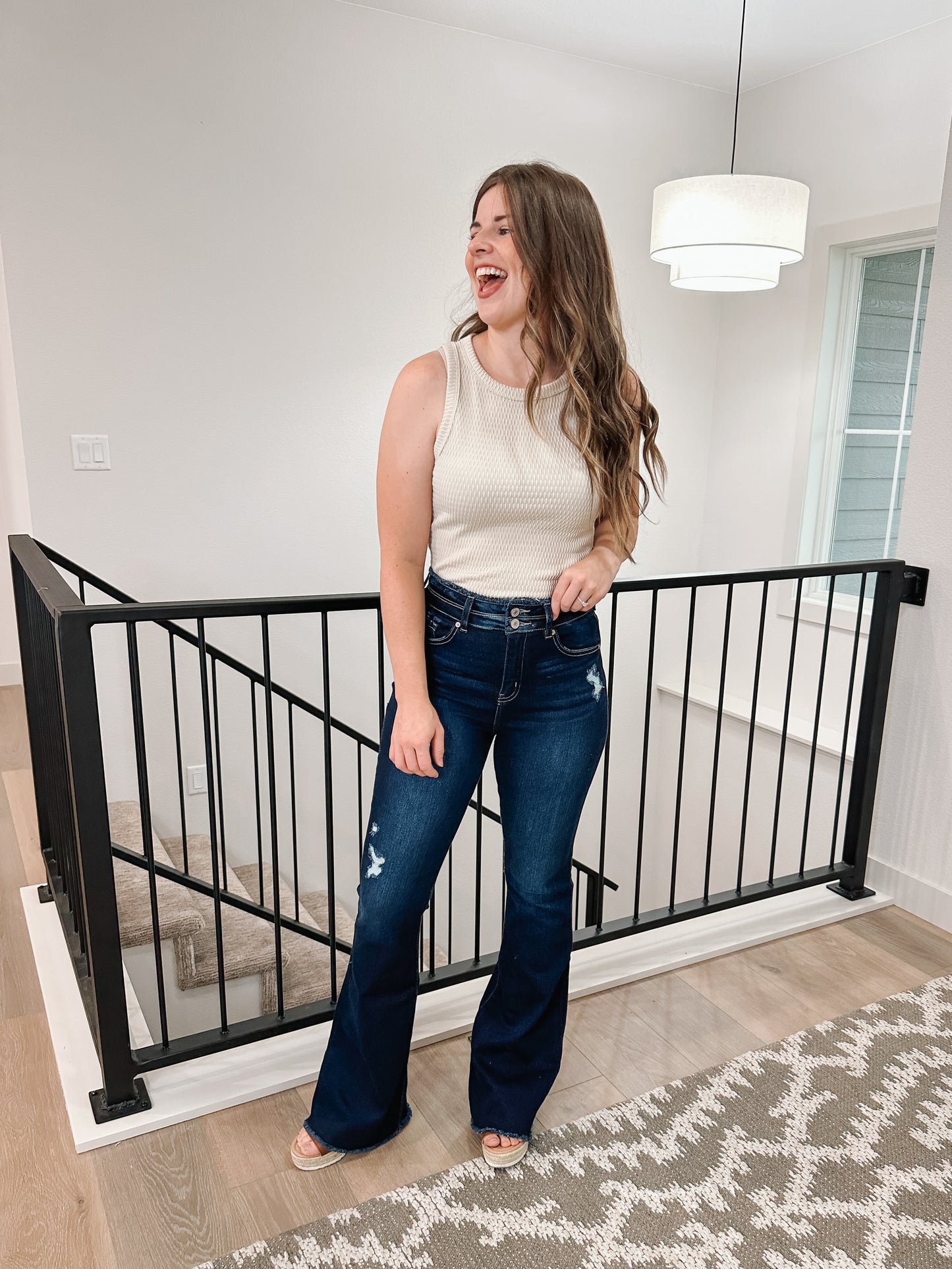 Double Button Flare Jeans