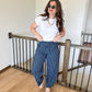 Navy Pinstripe Barrel Pants