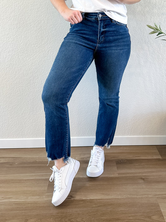 High Rise Raw Hem Straight
