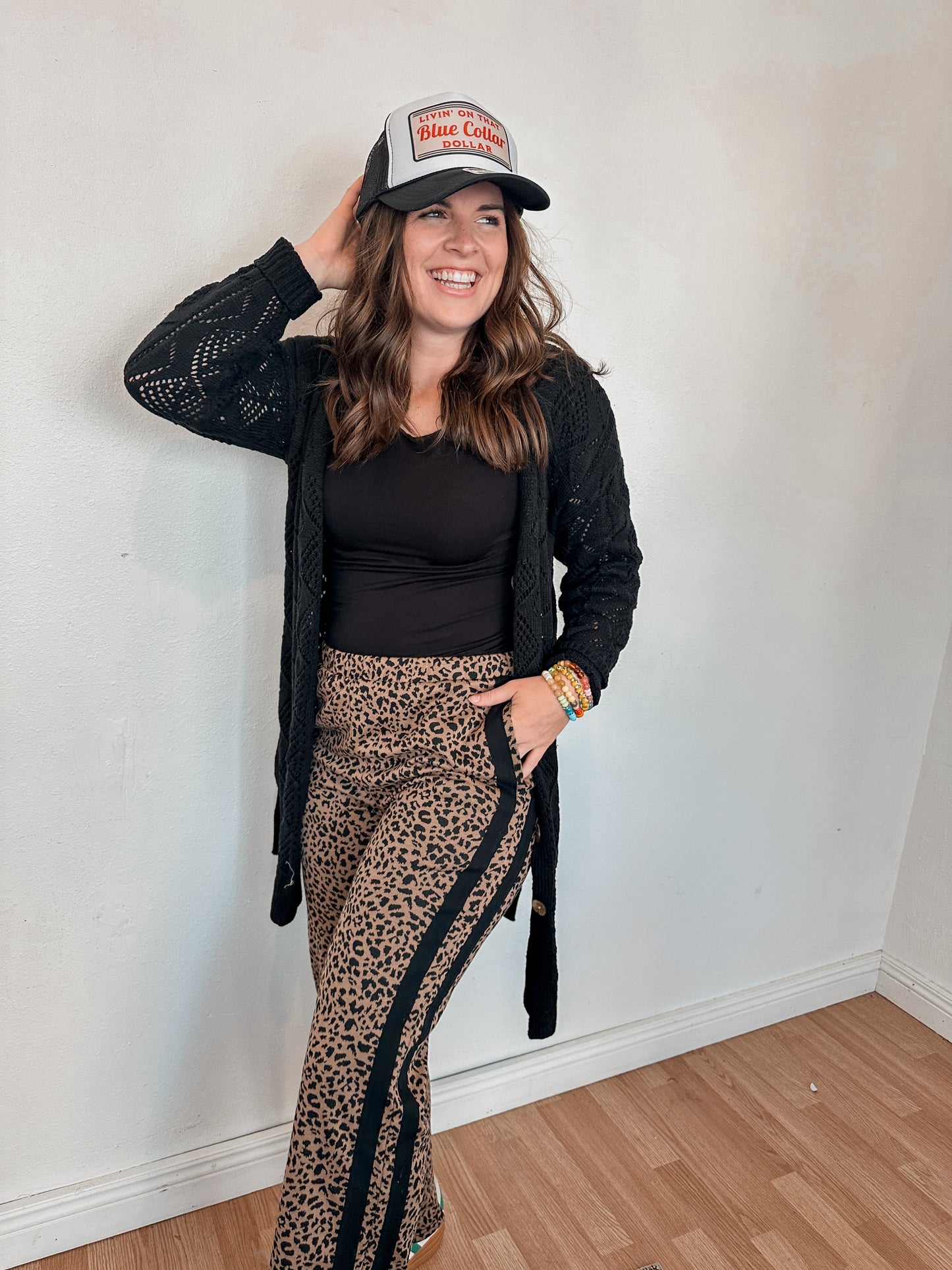 Black Open Knit Cardigan