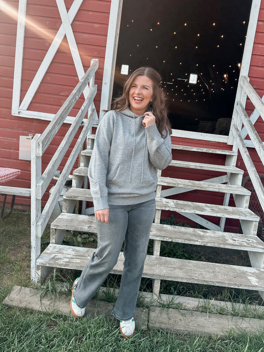 Grey Knit Hoodie