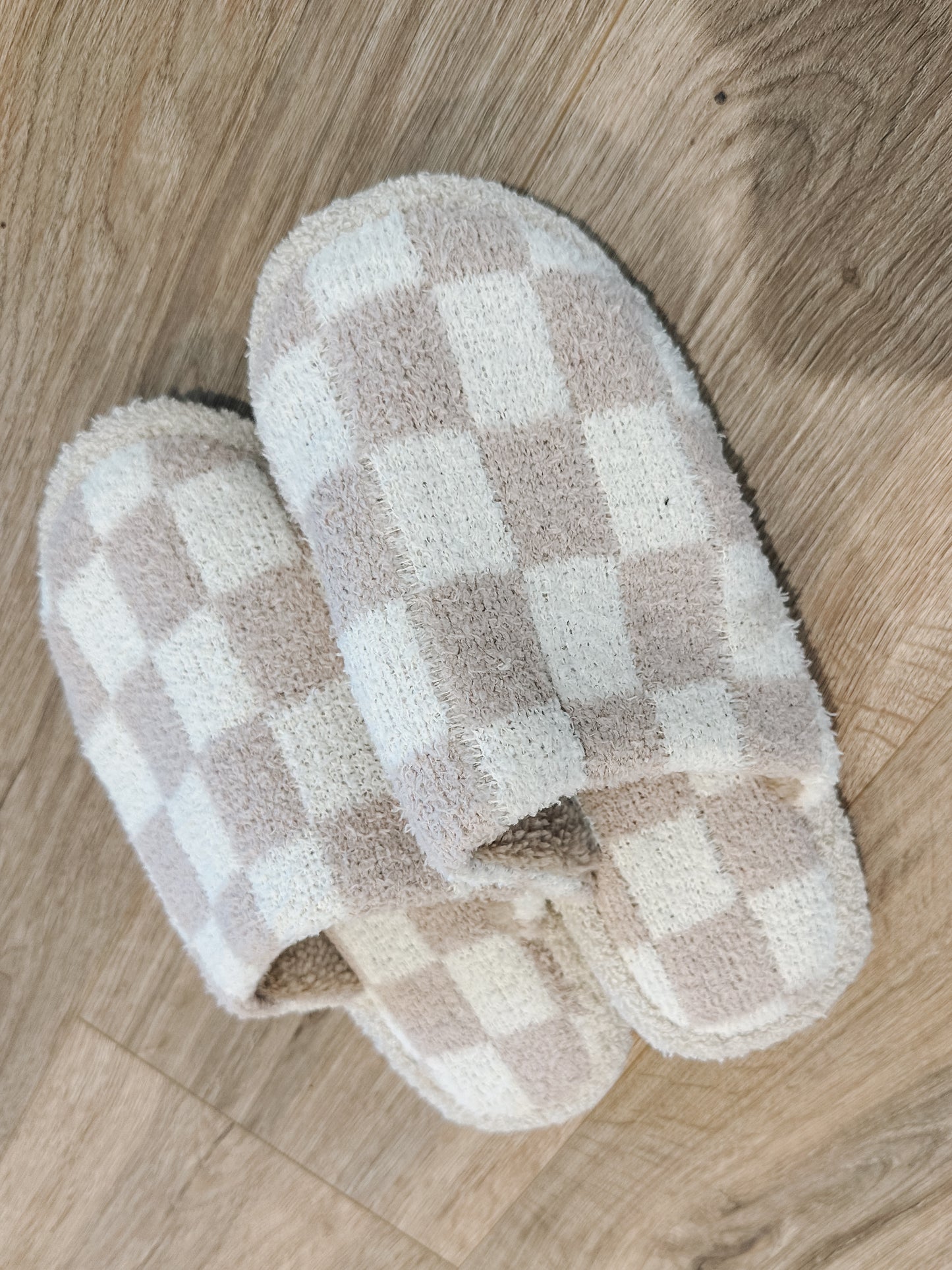 Beige Era Checker Slippers