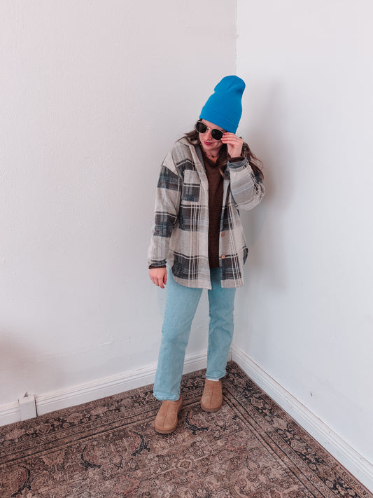 Mocha Blue Plaid Jacket