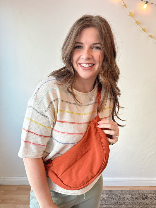 Rust Nylon Crossbody Bag