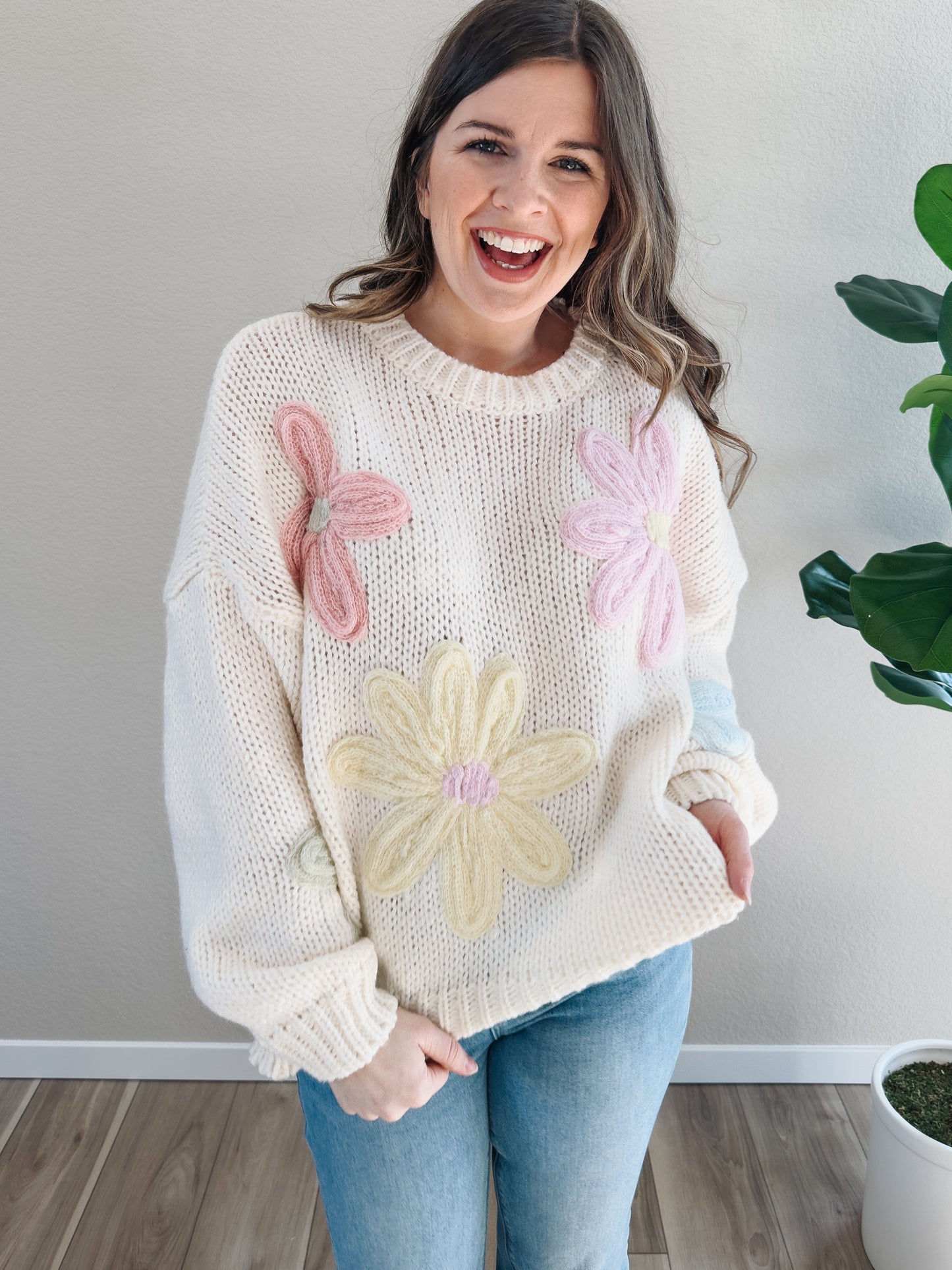 Pastel Please Flower Sweater