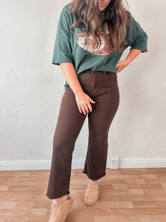High Rise Dark Brown Jeans