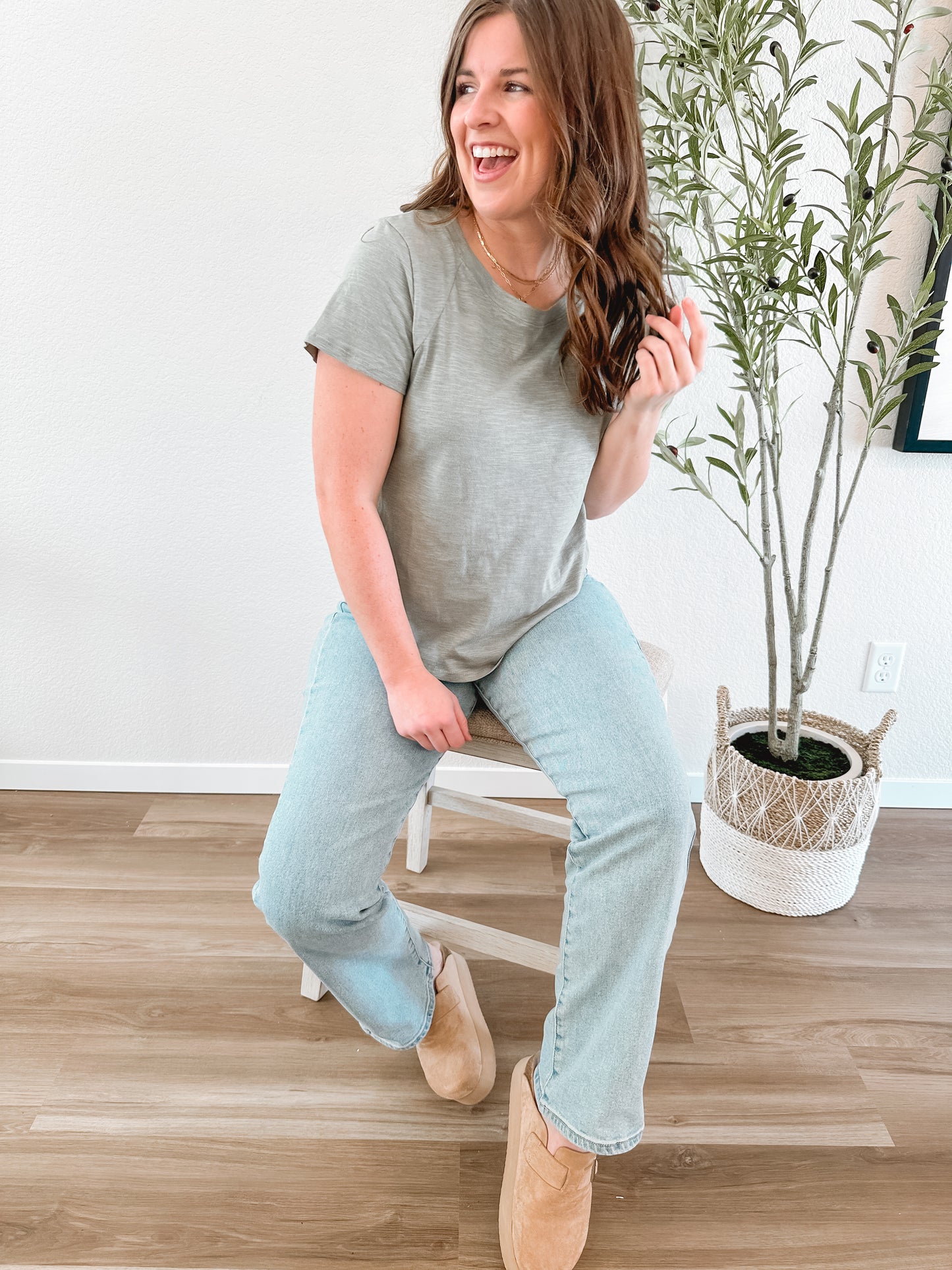 Olive Cotton Slub Tee