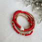 Red Beaded Shell Bracelet Set