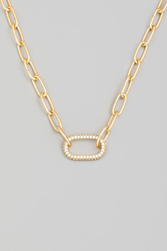 Pave Charm Chain Necklace
