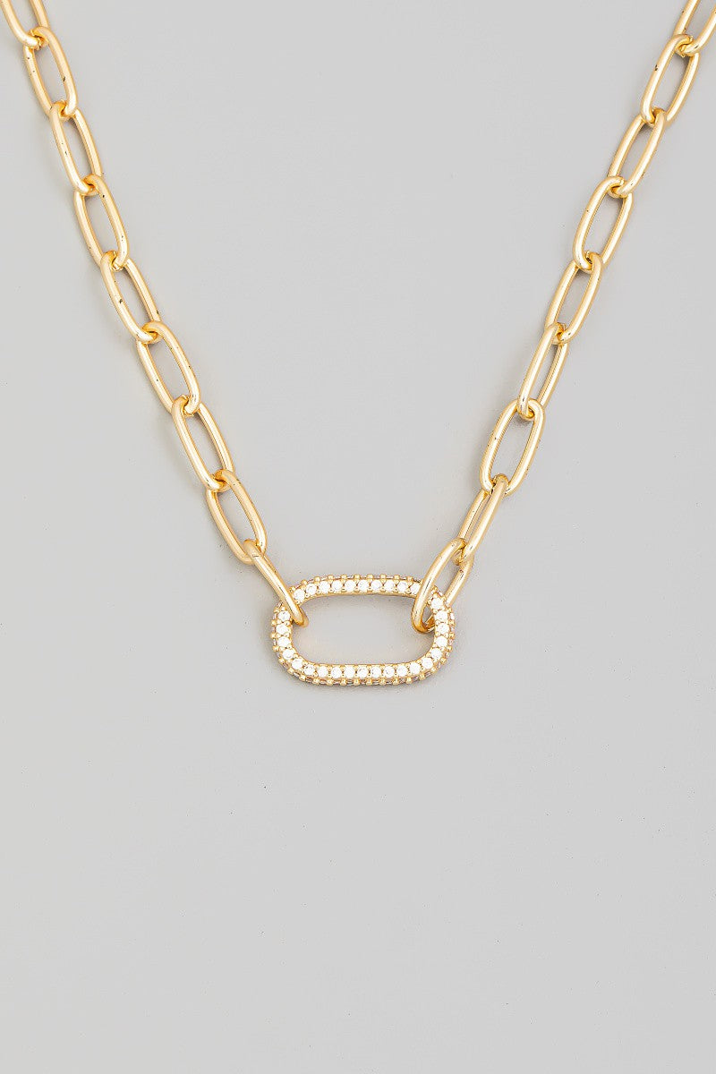 Pave Charm Chain Necklace