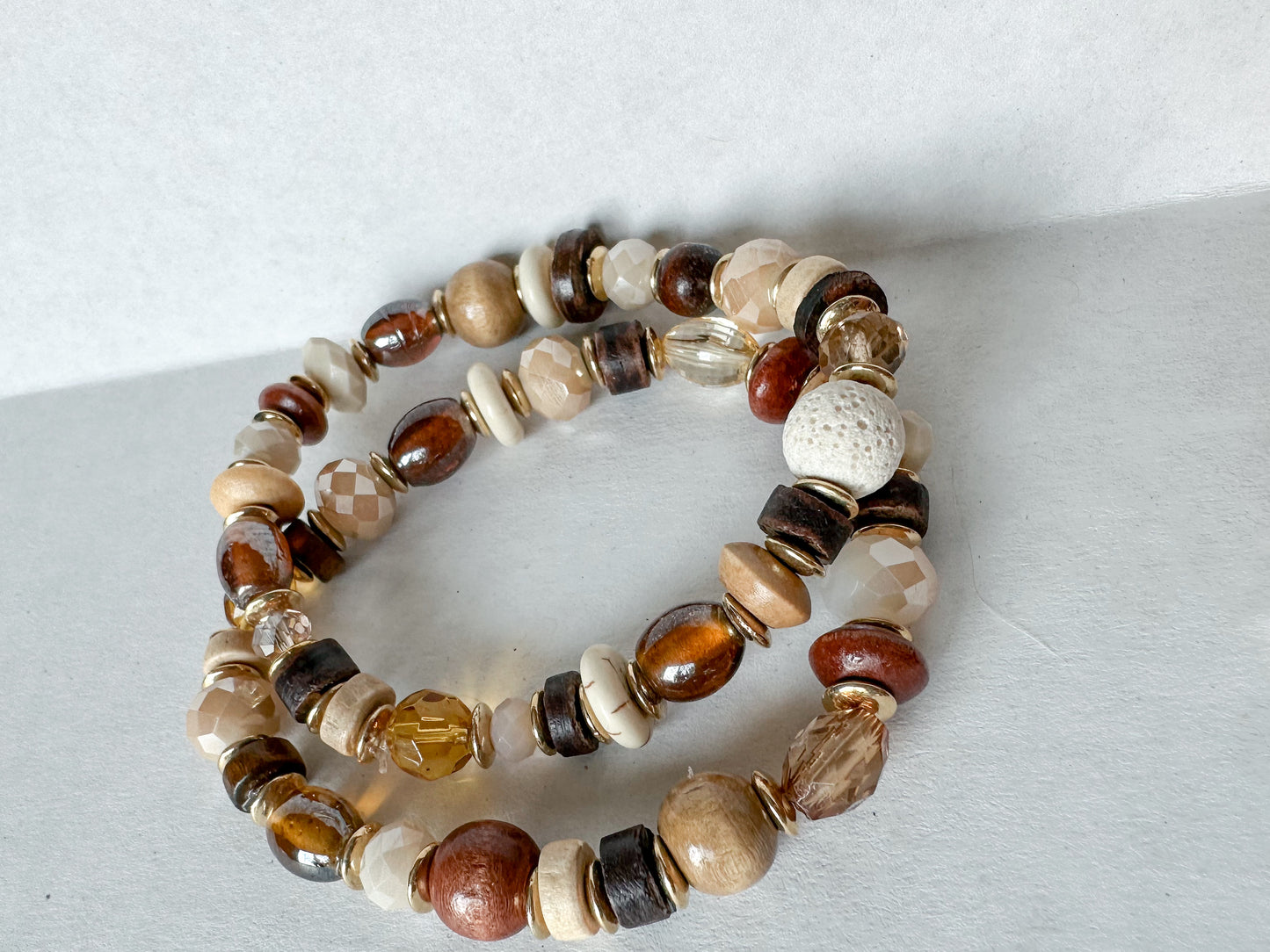 Neutral Glass Bead Bracelet Sets