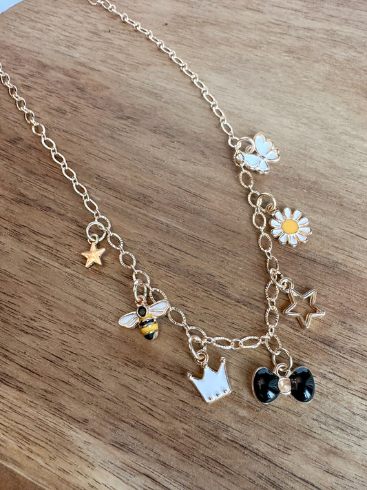 Bee + Bow Charm Necklace