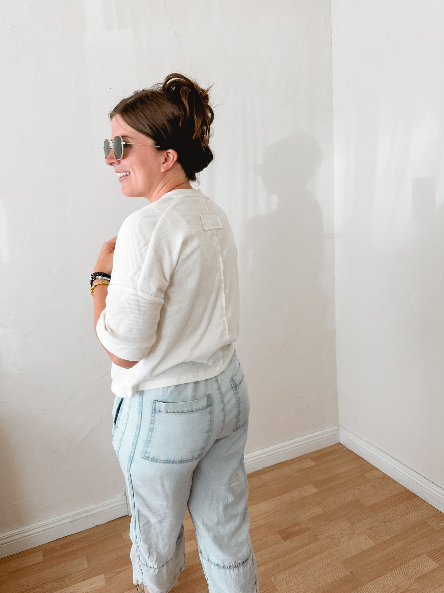 Seam Detail Elastic Waist Pants