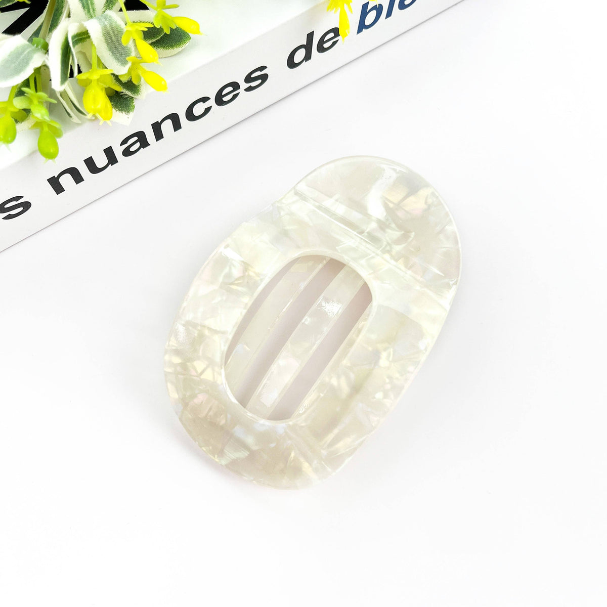 Flat Round Hair Clip - White