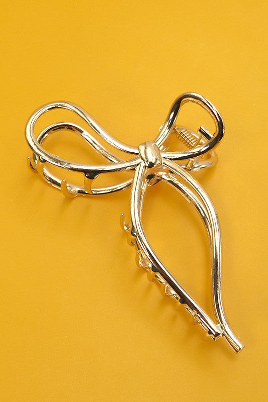 Metal Ribbon Bow Hair Claw Clip