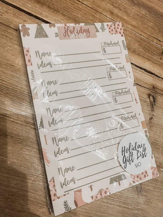 Holiday Gift List Notepad