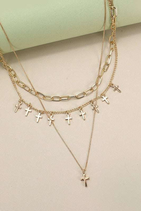 Layered Cross Necklace