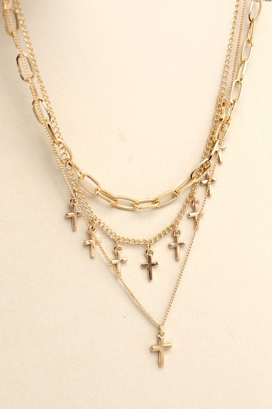 Layered Cross Necklace