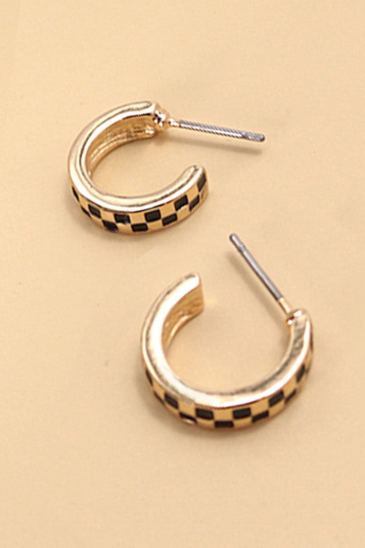 Mini Checkered Hoop Earrings