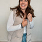 Beige Hooded Puffer Vest
