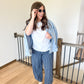 Navy Pinstripe Barrel Pants