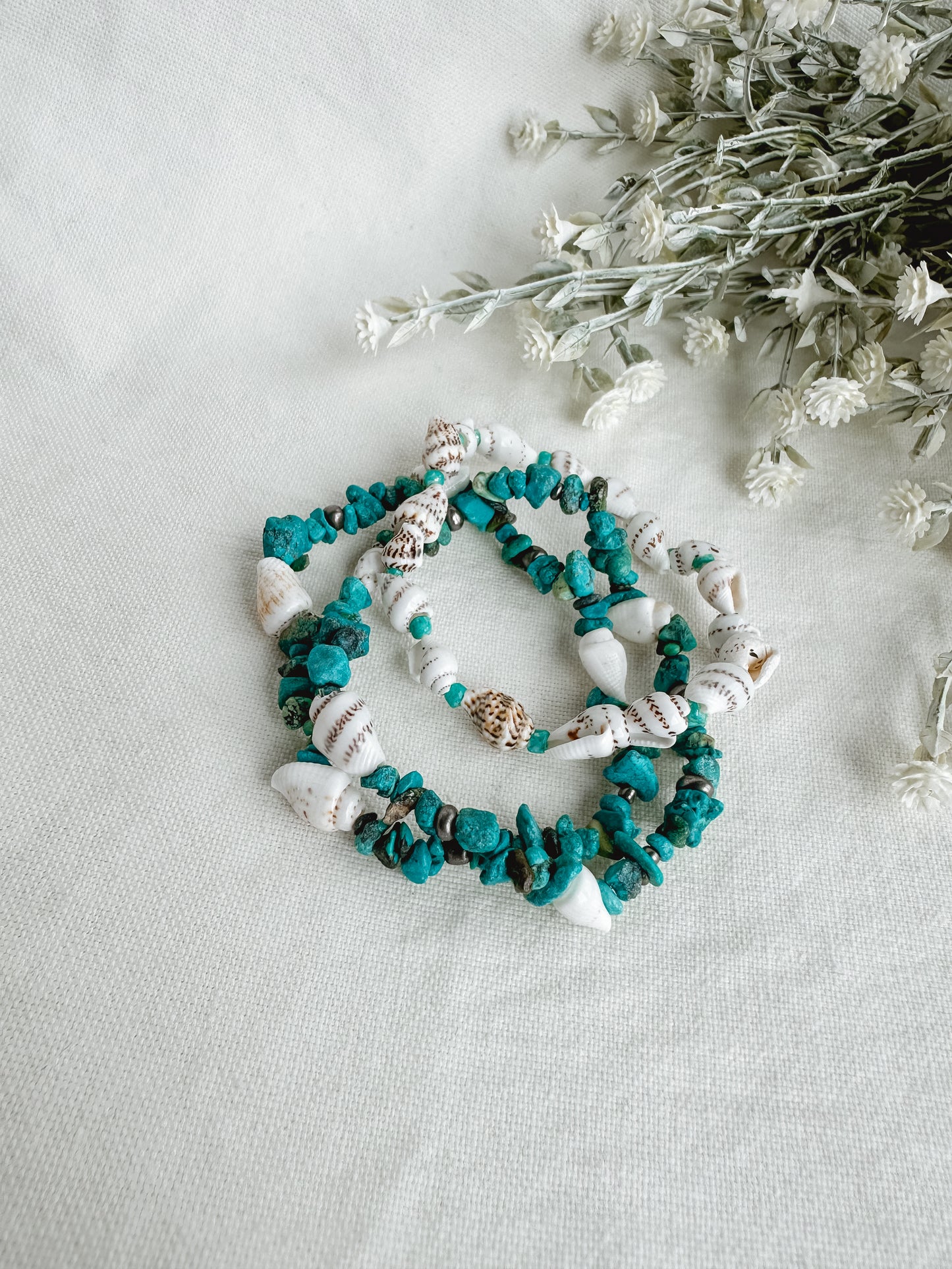Turquoise Shell Bracelet Set