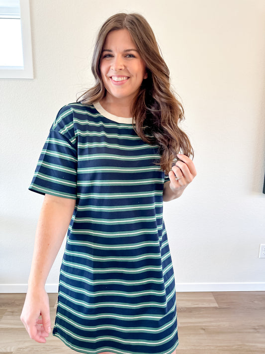 Stripe Short Sleeve Tee Dress