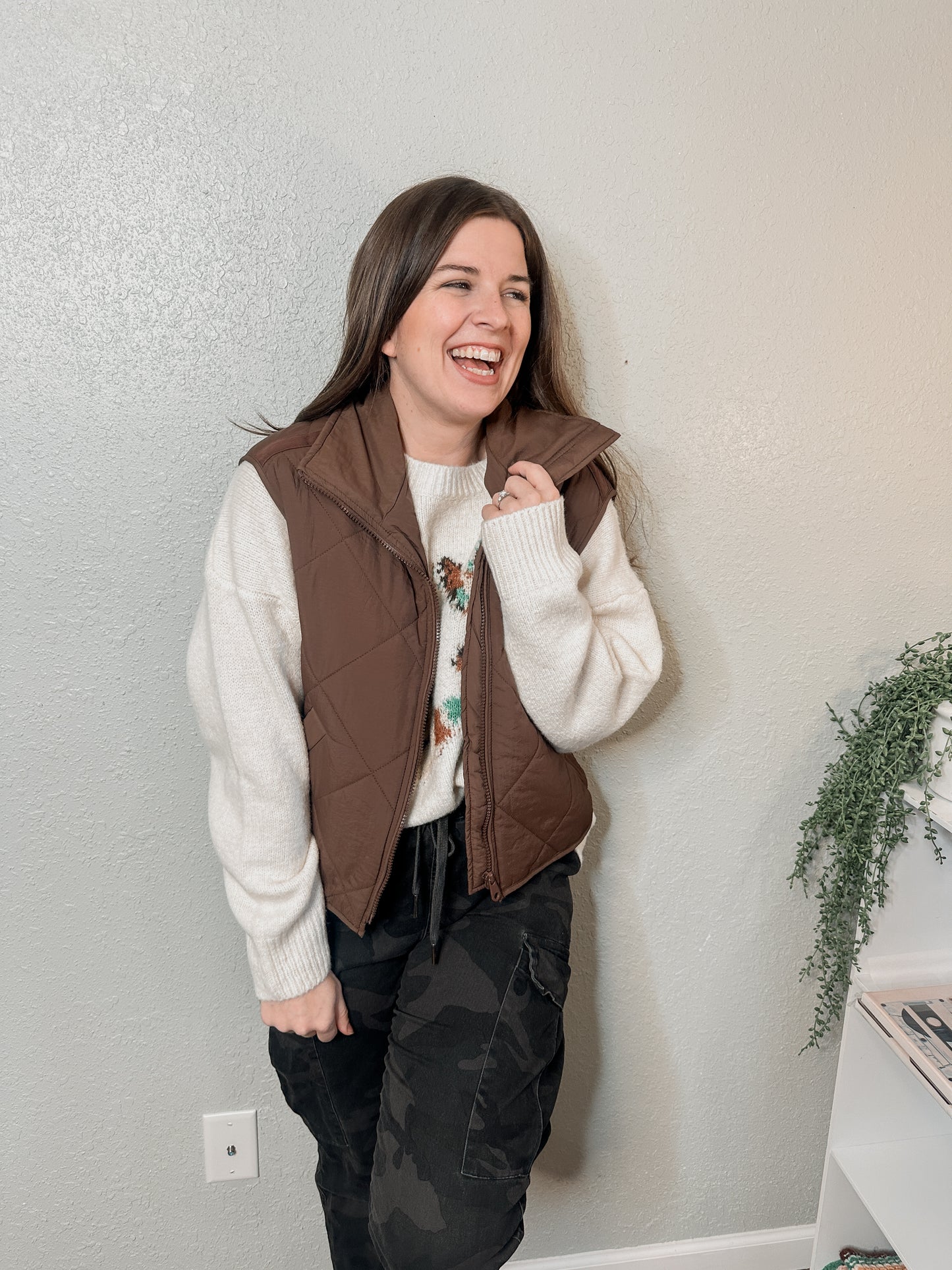 Chocolate Quilted Puffer Vest