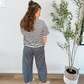 Navy Pinstripe Barrel Pants