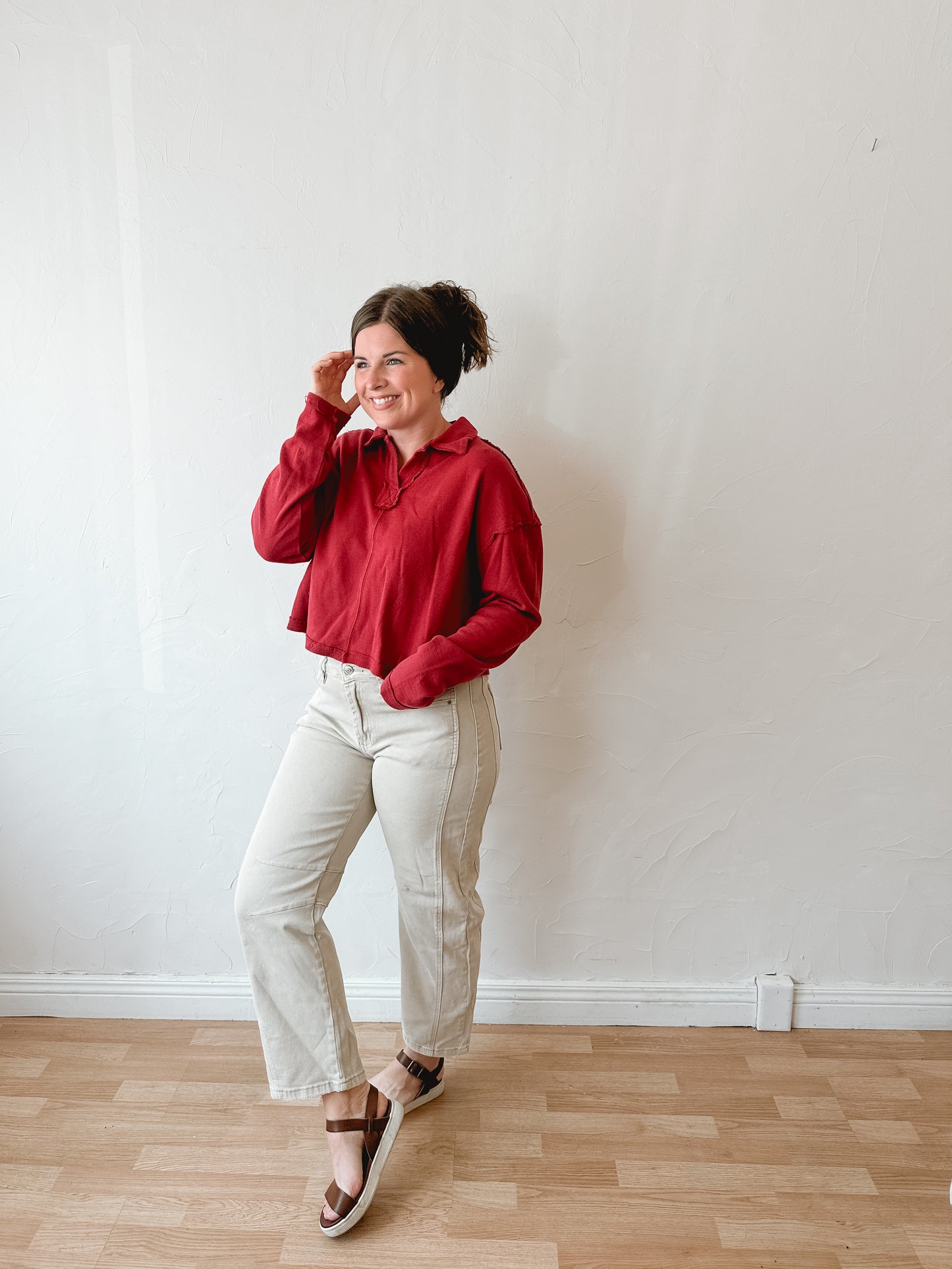 Cream Slight Barrel Jeans