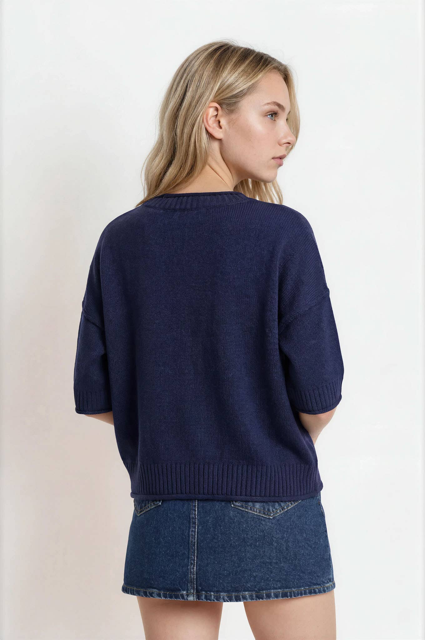 Navy Drop Shoulder Sweater