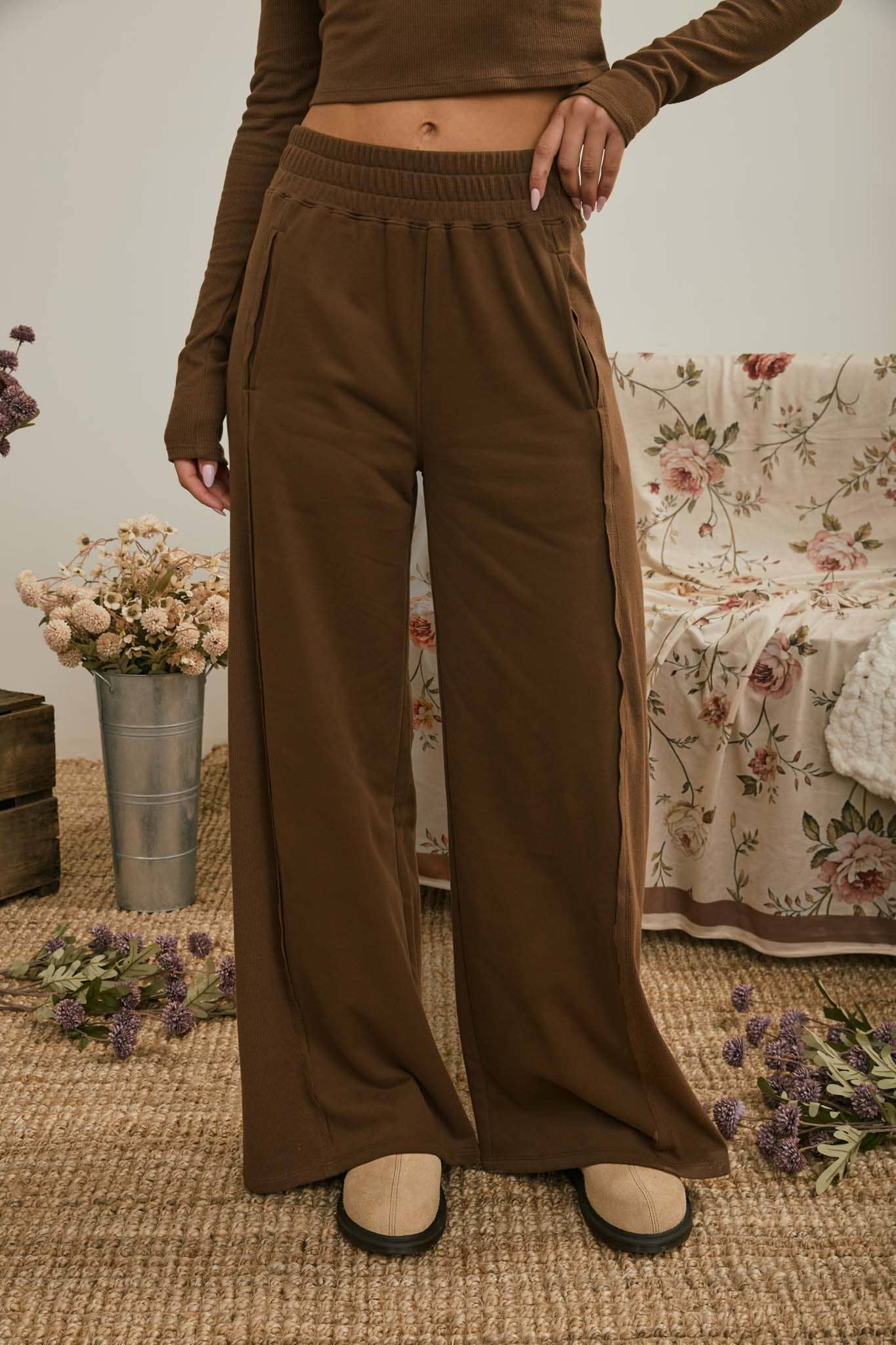 Brown Side Panel Lounge Pants