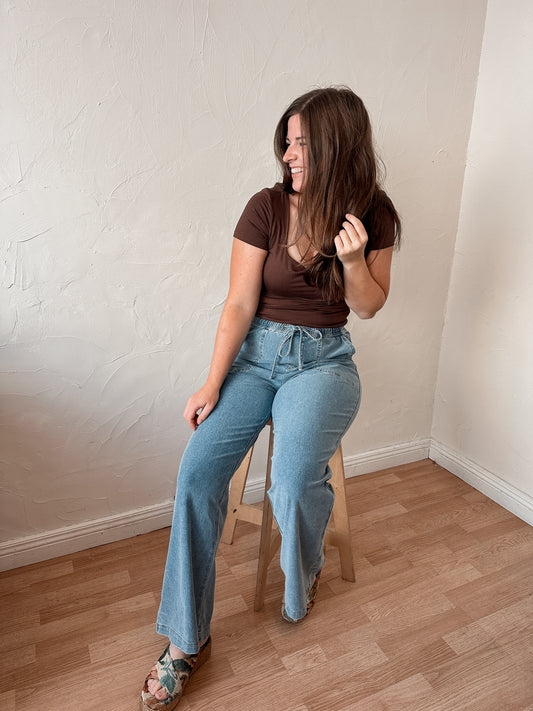 Comfy Cotton Pull On Denim Pants