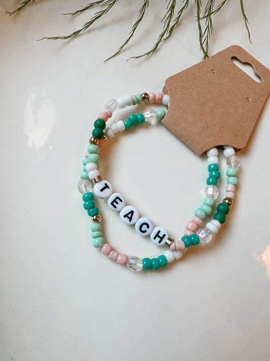 Teach Teal + Pink Bracelet SET