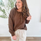 Chocolate Brown Ribbed Henley