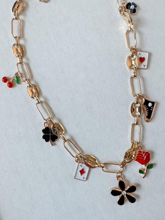 Red Rose Charm Necklace