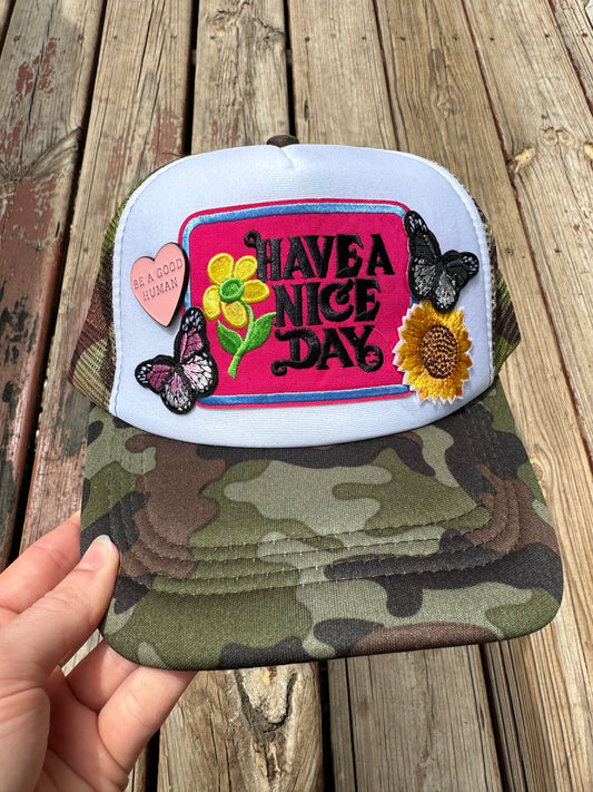 Have a Nice Day Camo Trucker