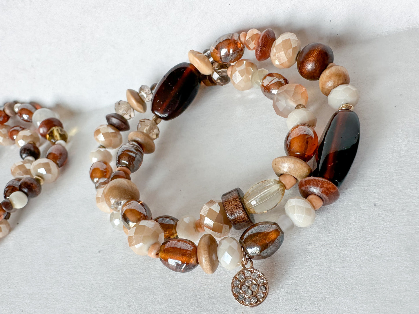 Neutral Glass Bead Bracelet Sets