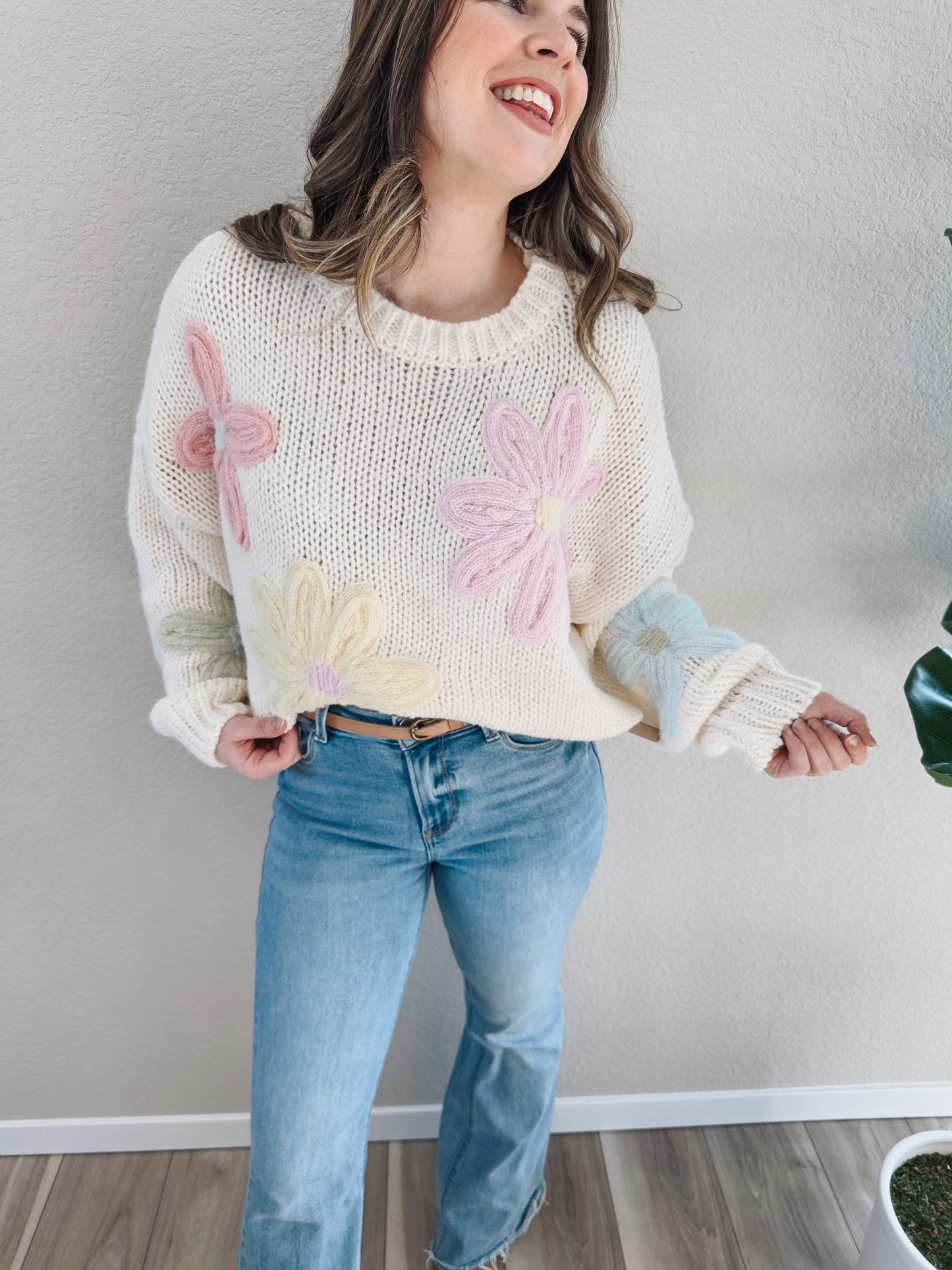 Pastel Please Flower Sweater