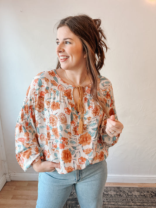 Tie Front Floral Top