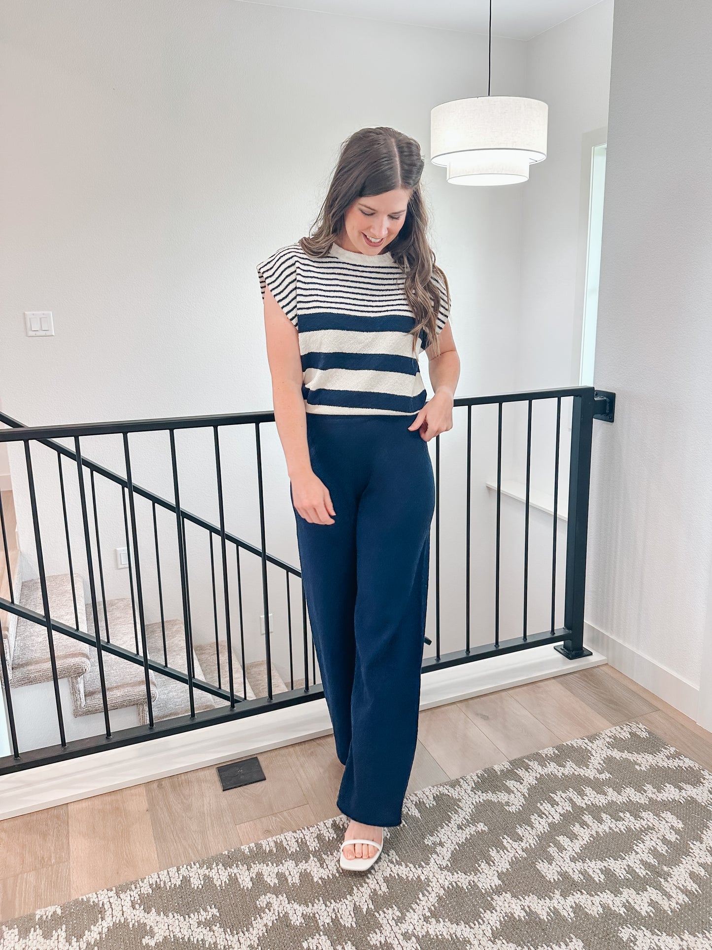 Navy Stripe Knit Top