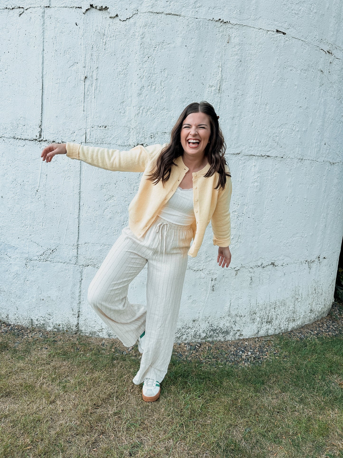 Oatmeal Stripe Linen Pants