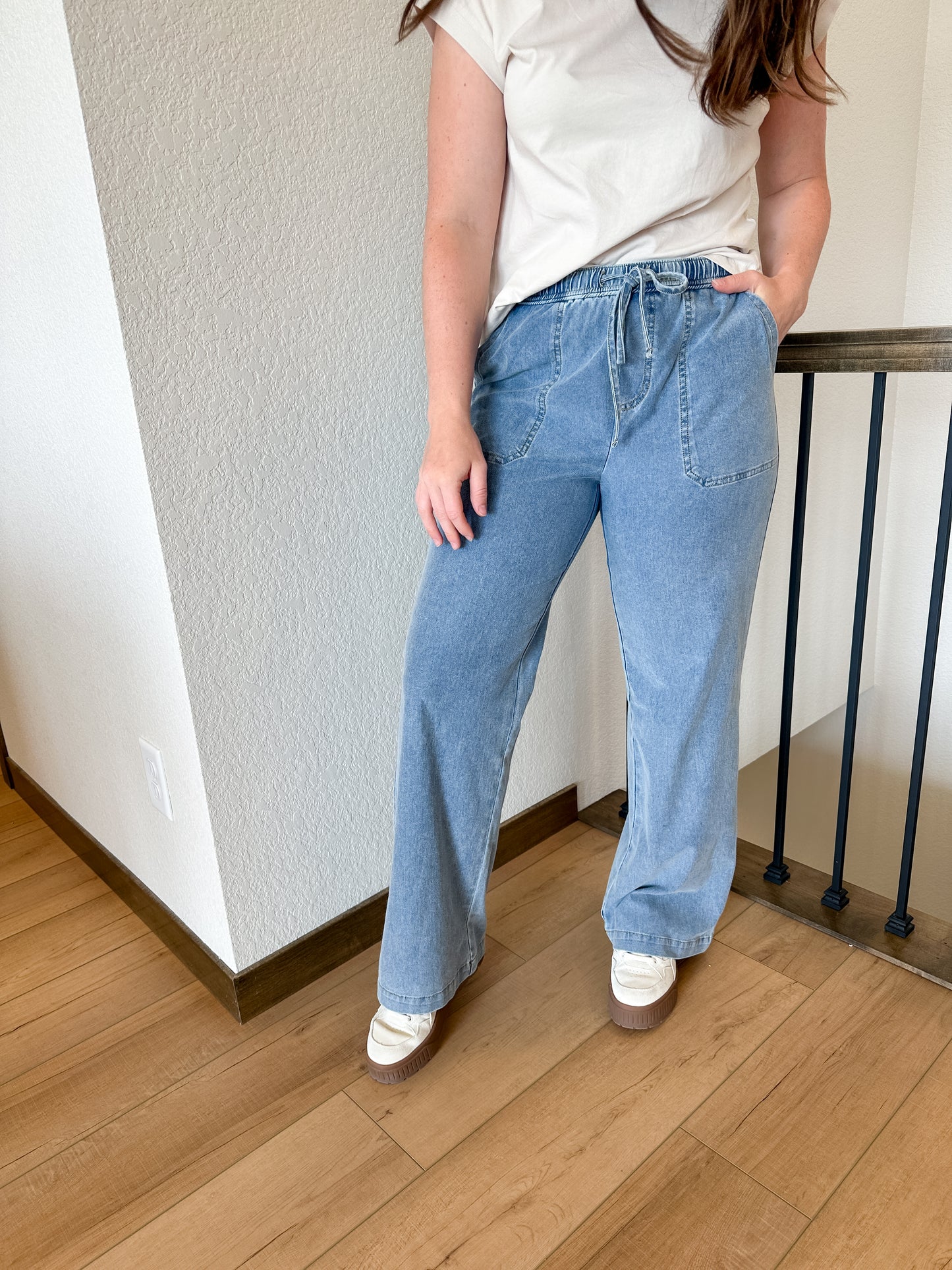 Comfy Cotton Pull On Denim Pants