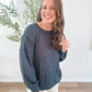 Navy Ribbed Knit Top