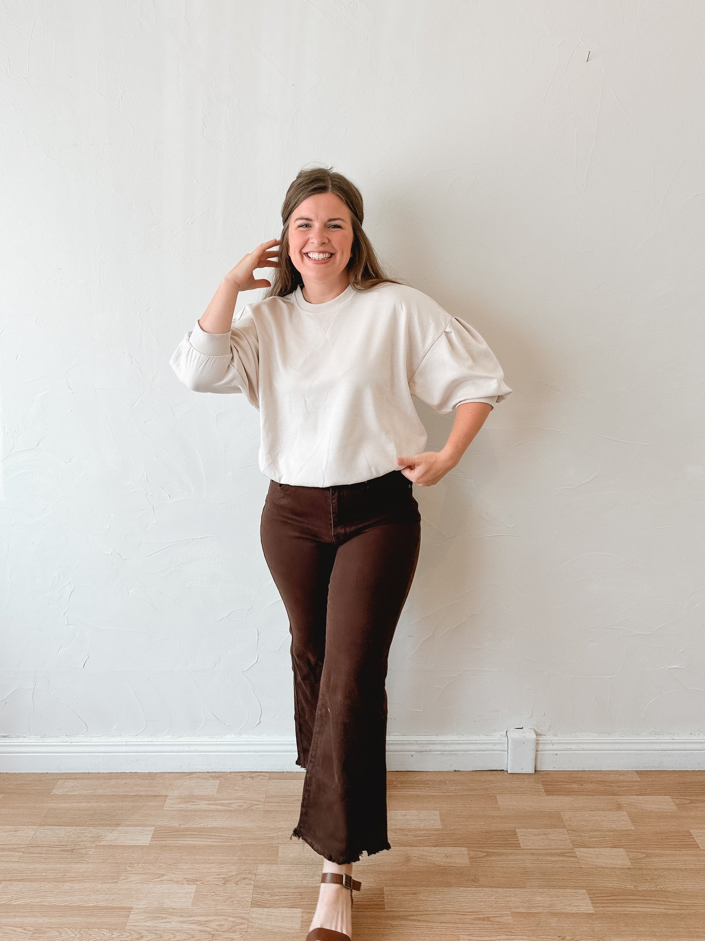Soft Beige Puff Sleeve Top