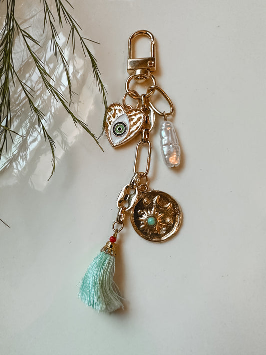 Teal Pearl Keychain